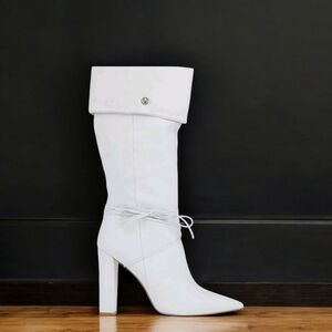 LIU-JO WHITE REAL ITIALIAN LEATHER KNEE HIGH BOOTS Size 41 All LEATHER!